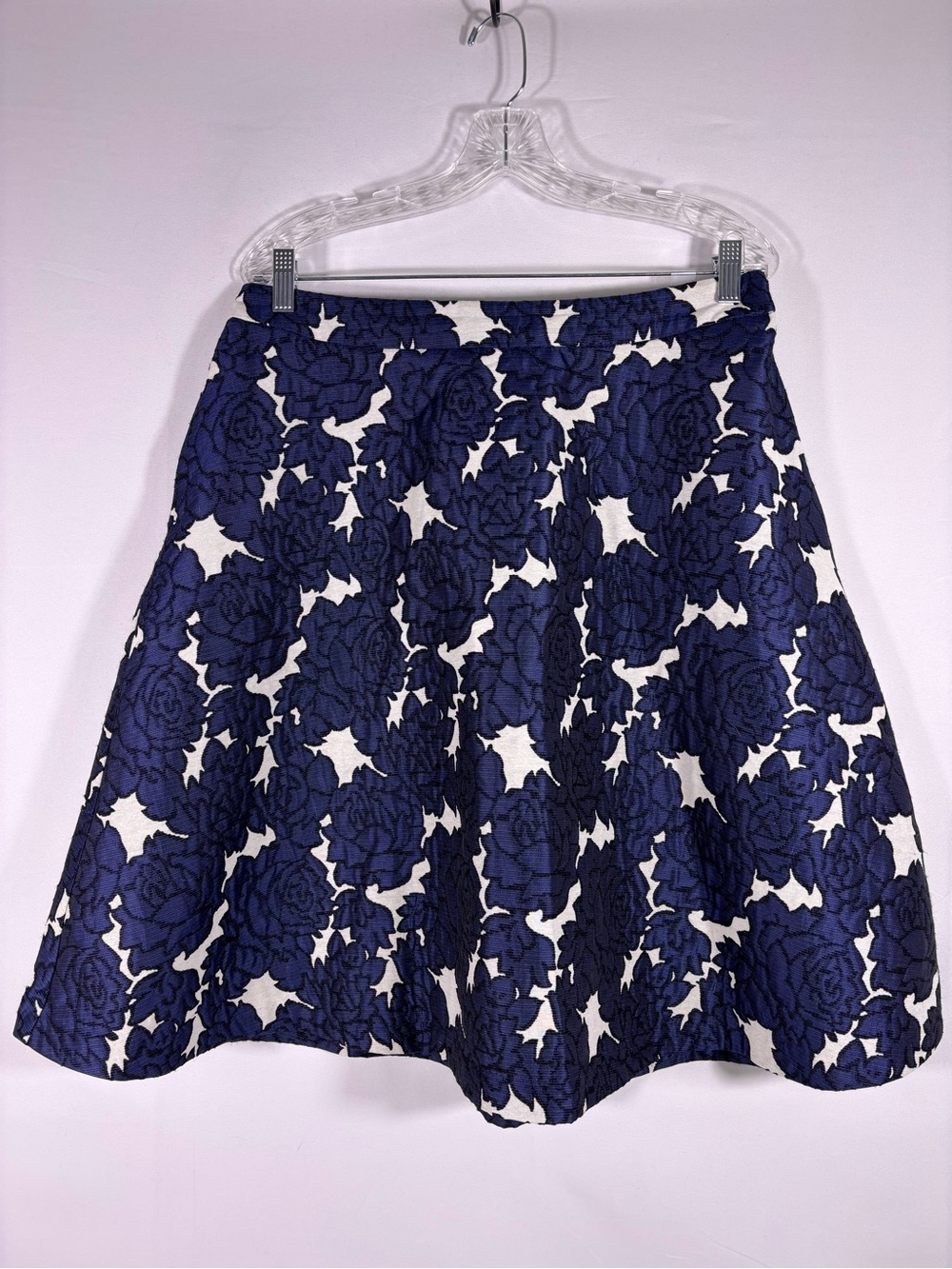 Lane Bryant Blue Floral Jacquard Skirt A-Line Textured Size 16